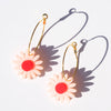Daisy Hoops // Pale Pink with Neon Red Centre