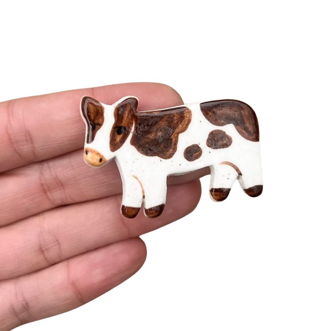 Ceramic Brooch: Cow