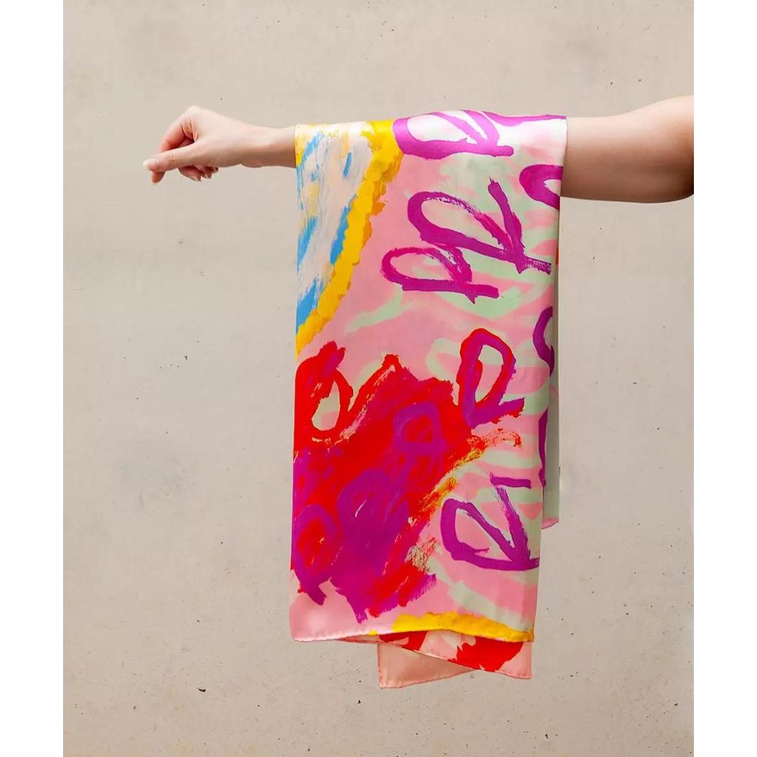 Silk Scarf - My Country by Rosie Tarku King (Pink)