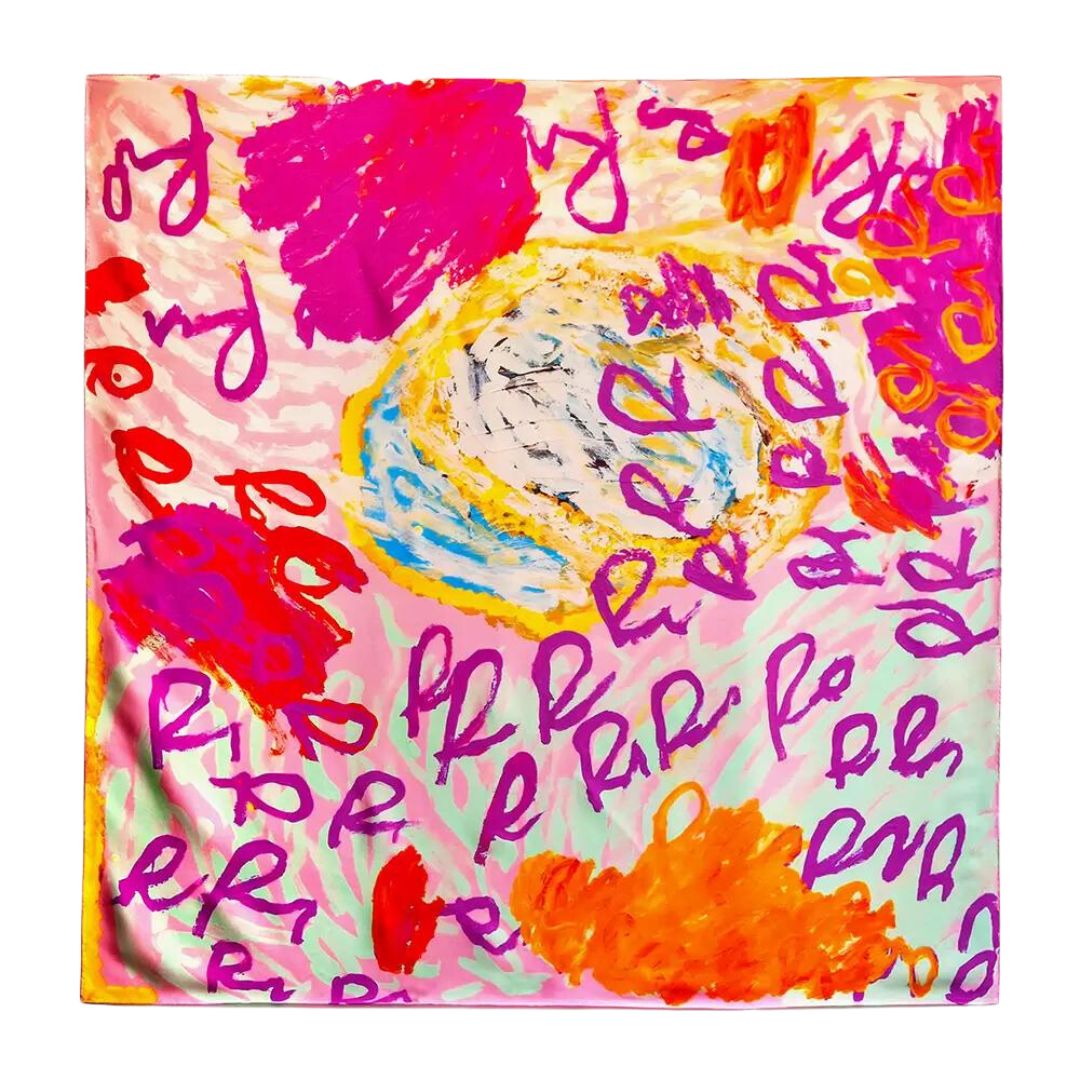 Silk Scarf - My Country by Rosie Tarku King (Pink)