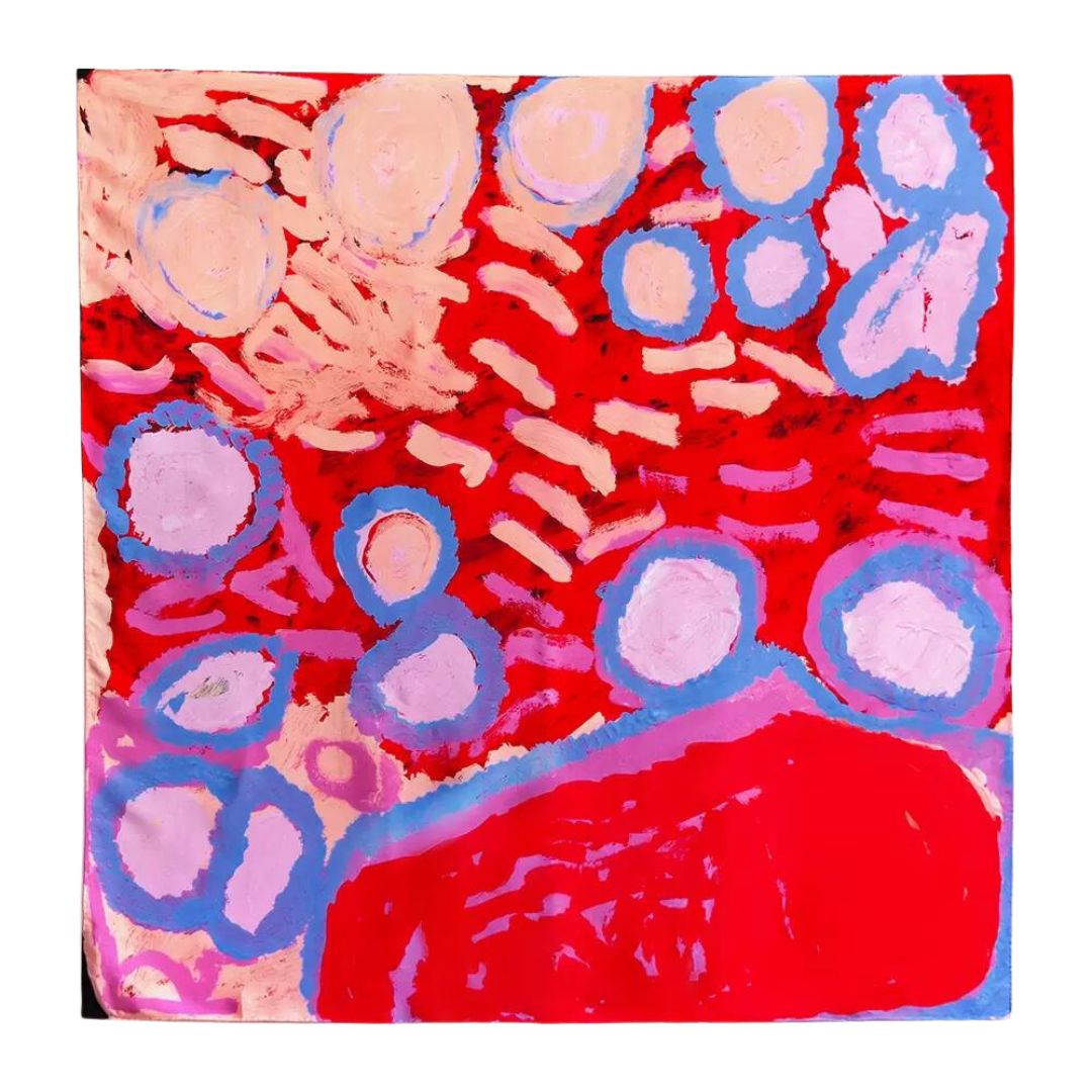 Silk Scarf - My Country by Rosie Tarku King (Red)