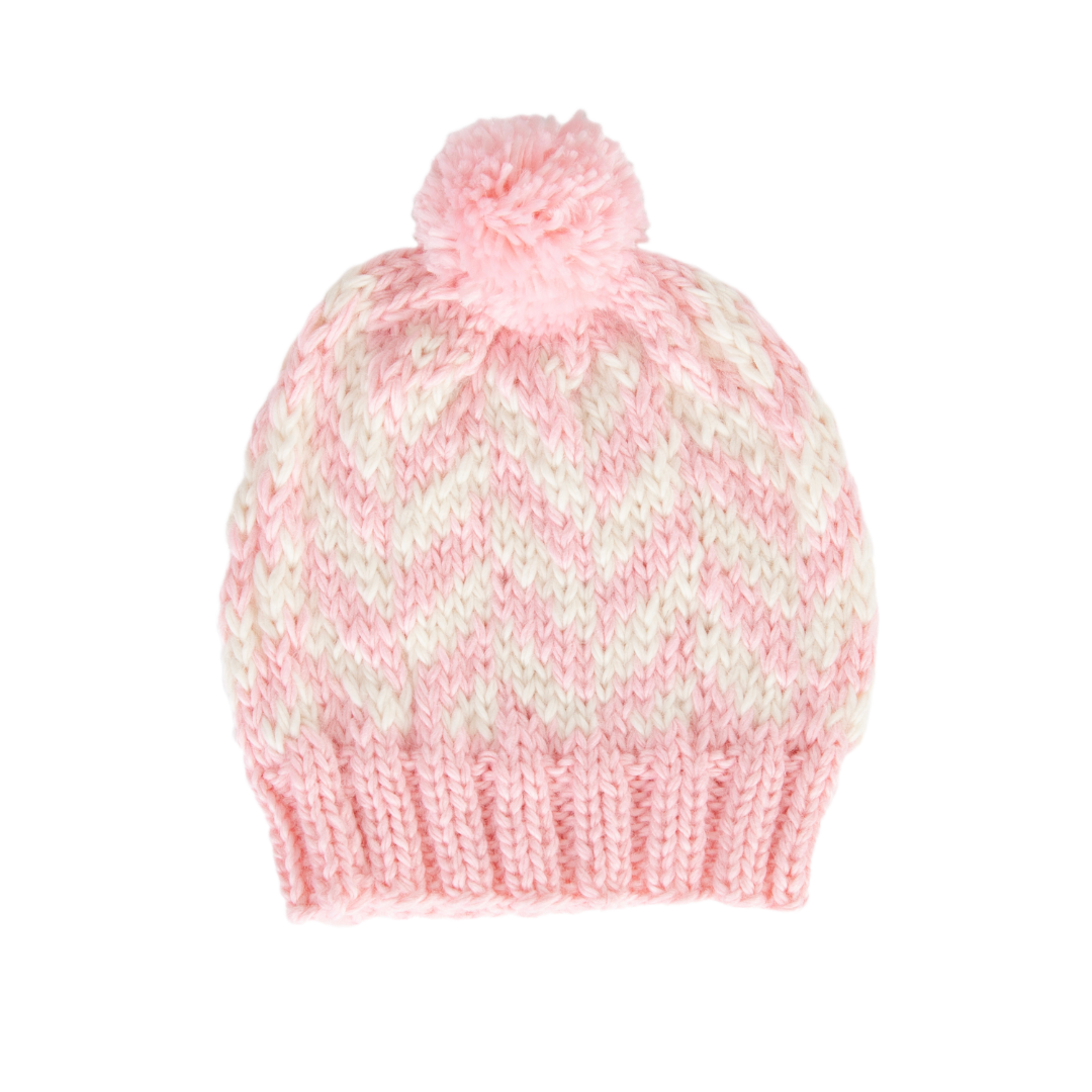 Super soft wool blend knit beanie with a fun zig zag pattern and a comfortable and stretchy by ACorn