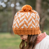 Super soft wool blend knit beanie with a fun zig zag pattern and a comfortable and stretchy