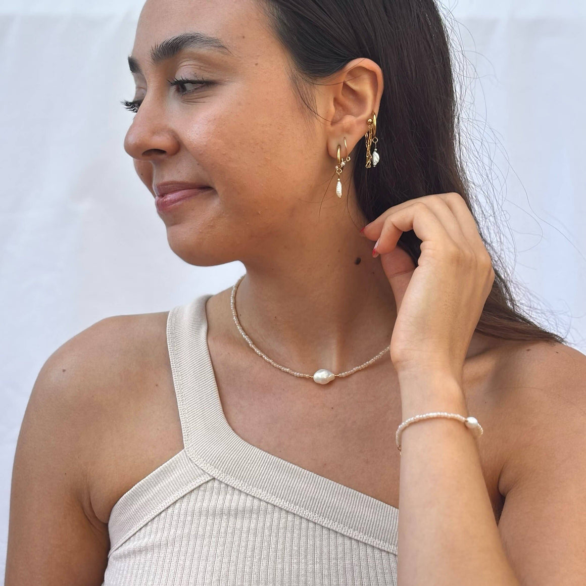 Echo - Necklace - Tan / Gold Stainless Steel