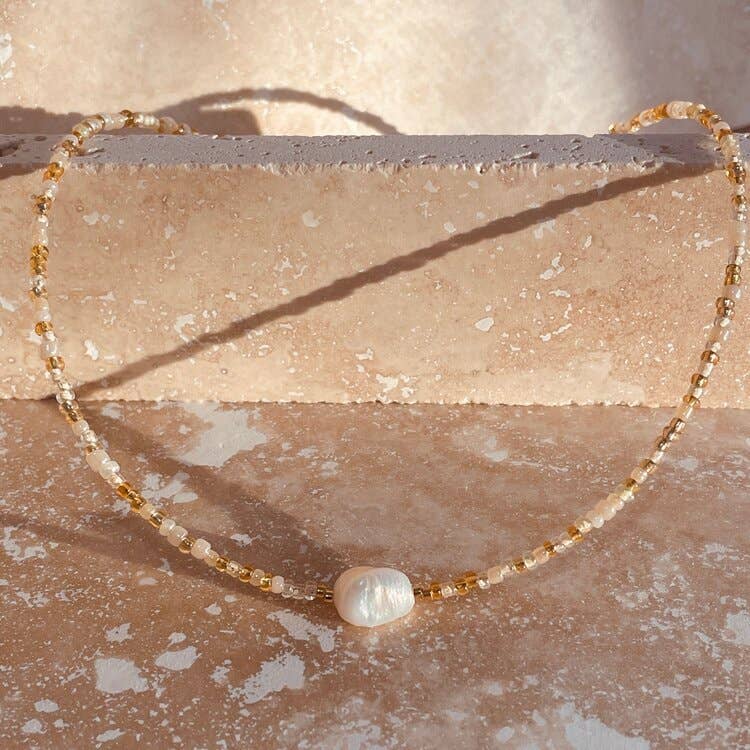 Echo - Necklace - Tan / Gold Stainless Steel