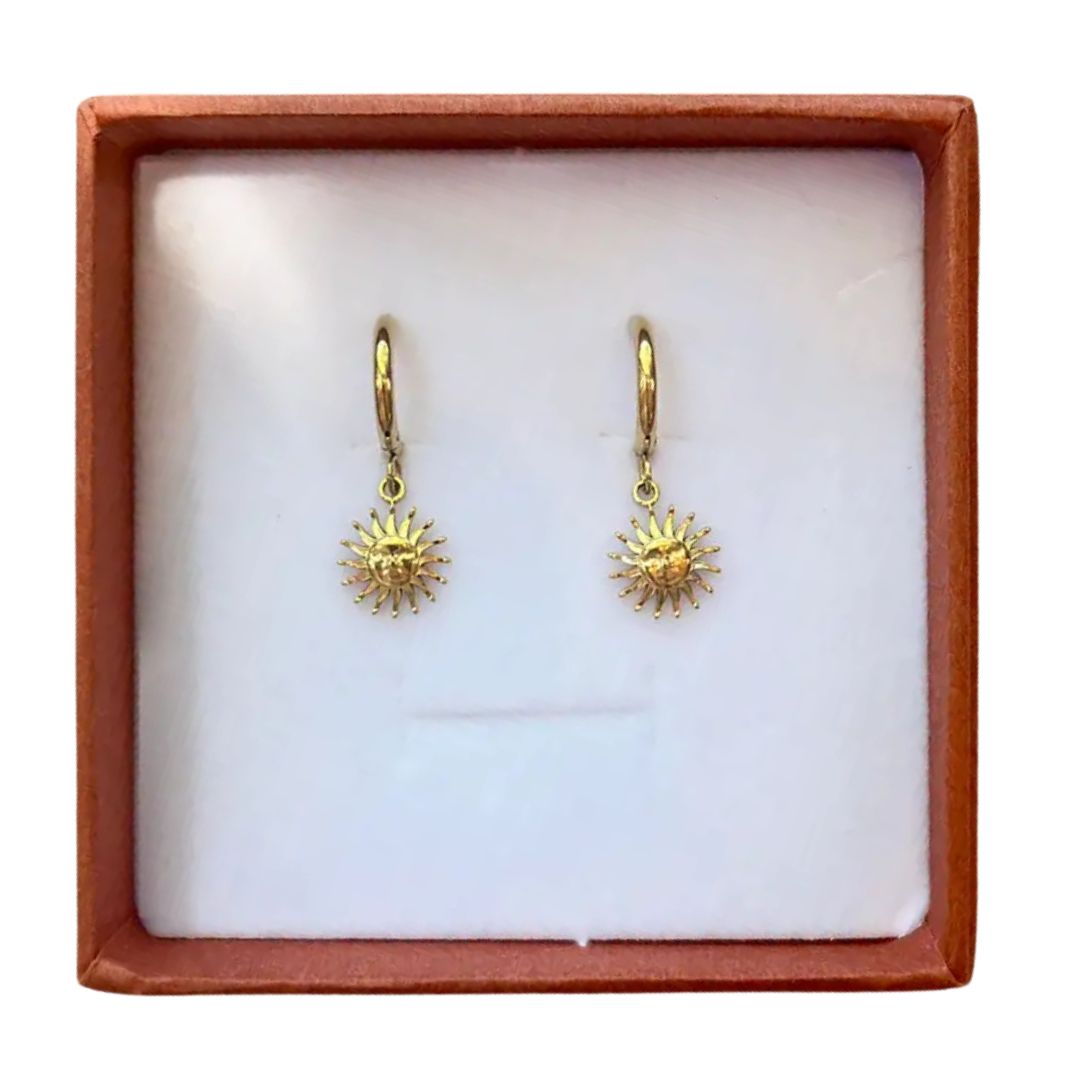 18K Gold Mini Suns Hoop Earrings
