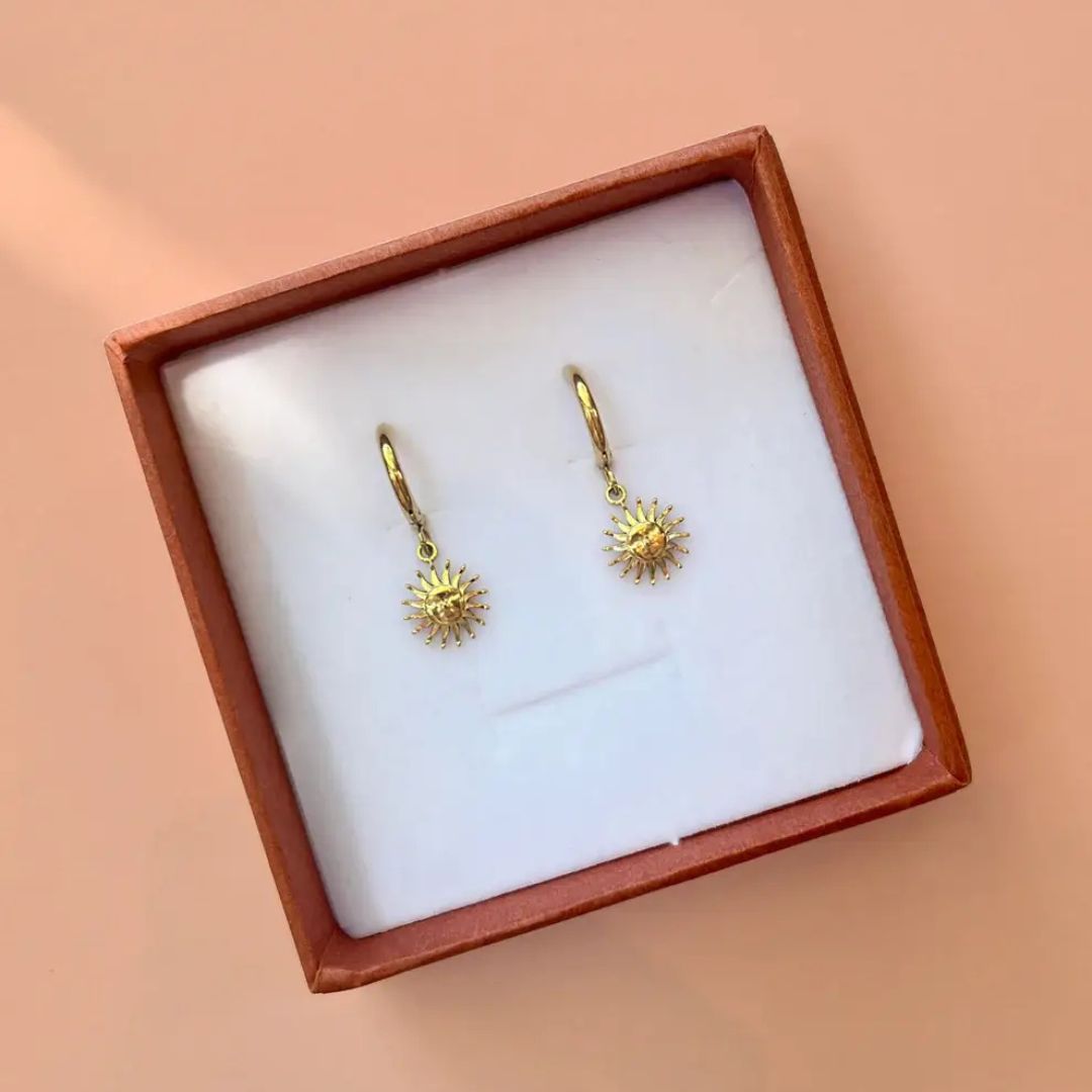 18K Gold Mini Suns Hoop Earrings
