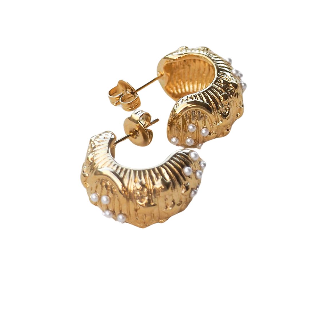 18K Gold Sun Moon Half Hoop Earrings