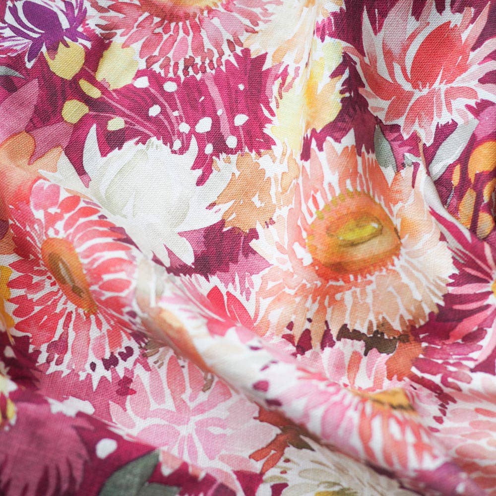 Cotton and linen tea towel featuring Natalie Martin's 'The Everlasting Meadow' artwork.