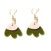 Elle Earrings // Olive with baby pink