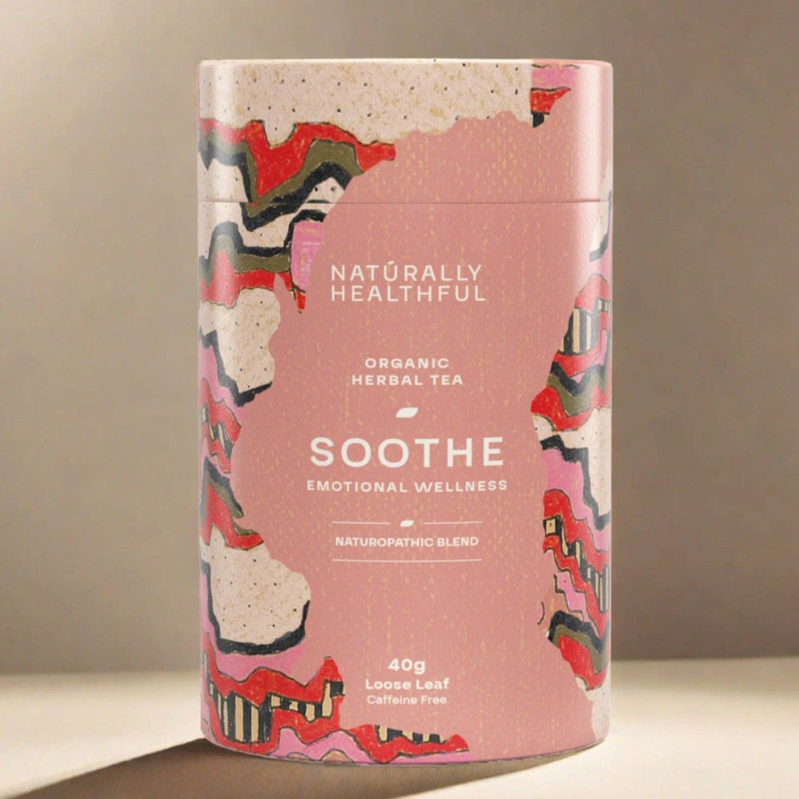 Beautifully designed packaging by Lisa Lapointe. Inside there is a naturopathic blended tea designed to soothe and aid in emotional wellness.