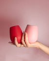 Colour every experience with cherry + blush silicone 'fegg' tumblers by Porter Green.