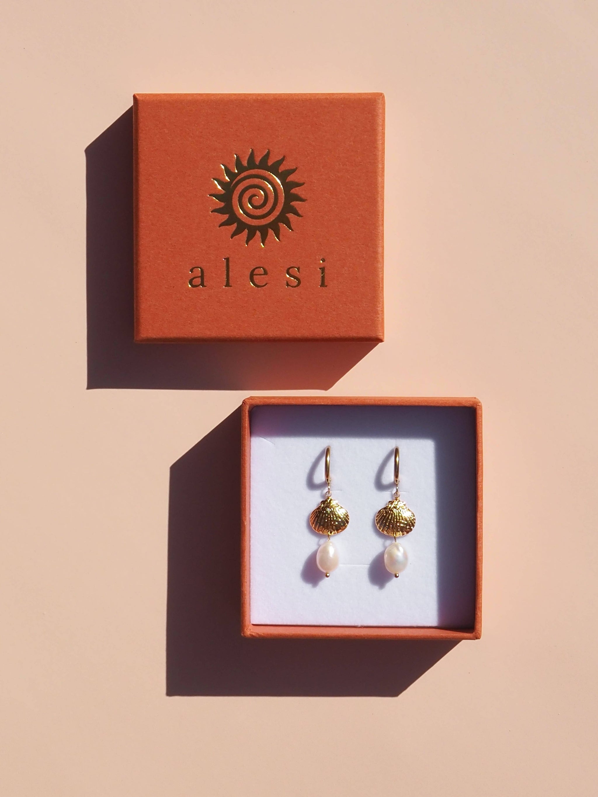 Pearl Shell Hoop Earrings