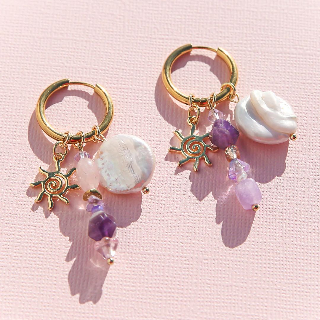 Amethyst Huggie Hoops