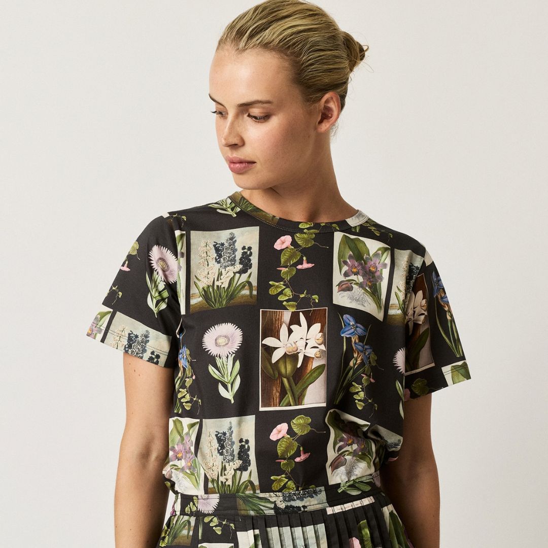 Apollo Tee - Charcoal Archive Floral