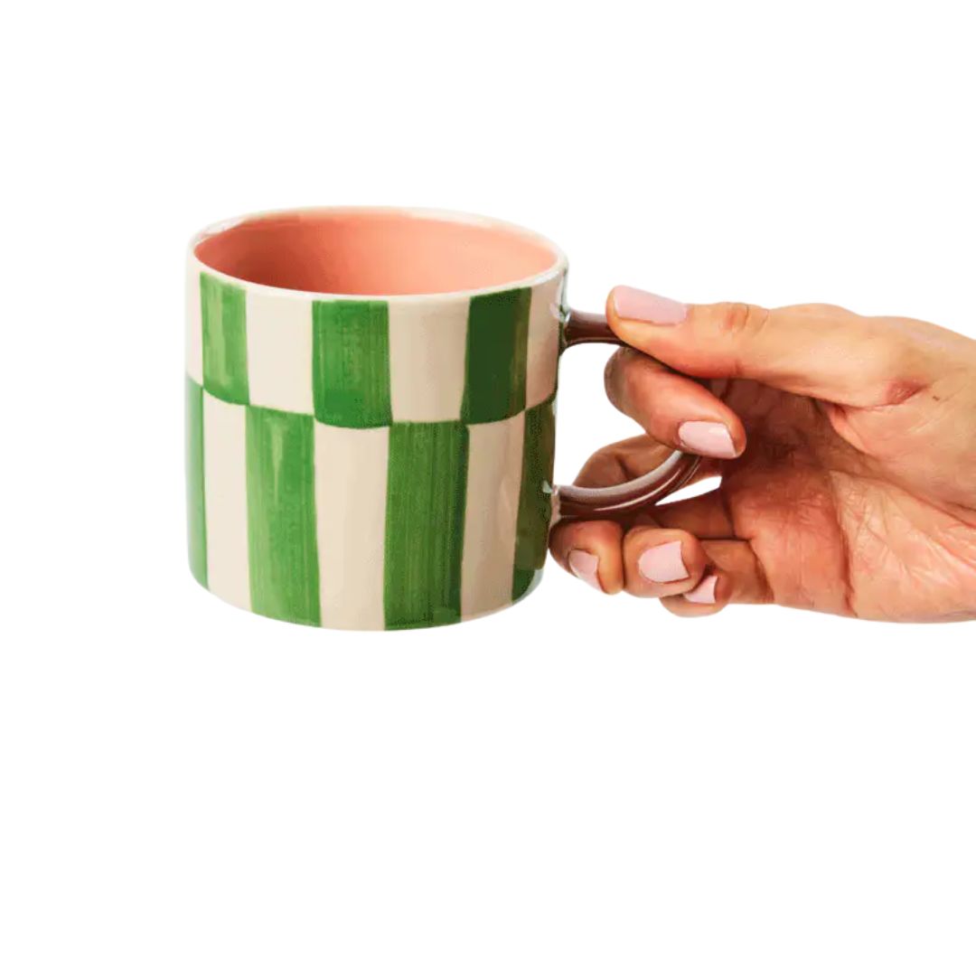 Bloomie Green Check Mug