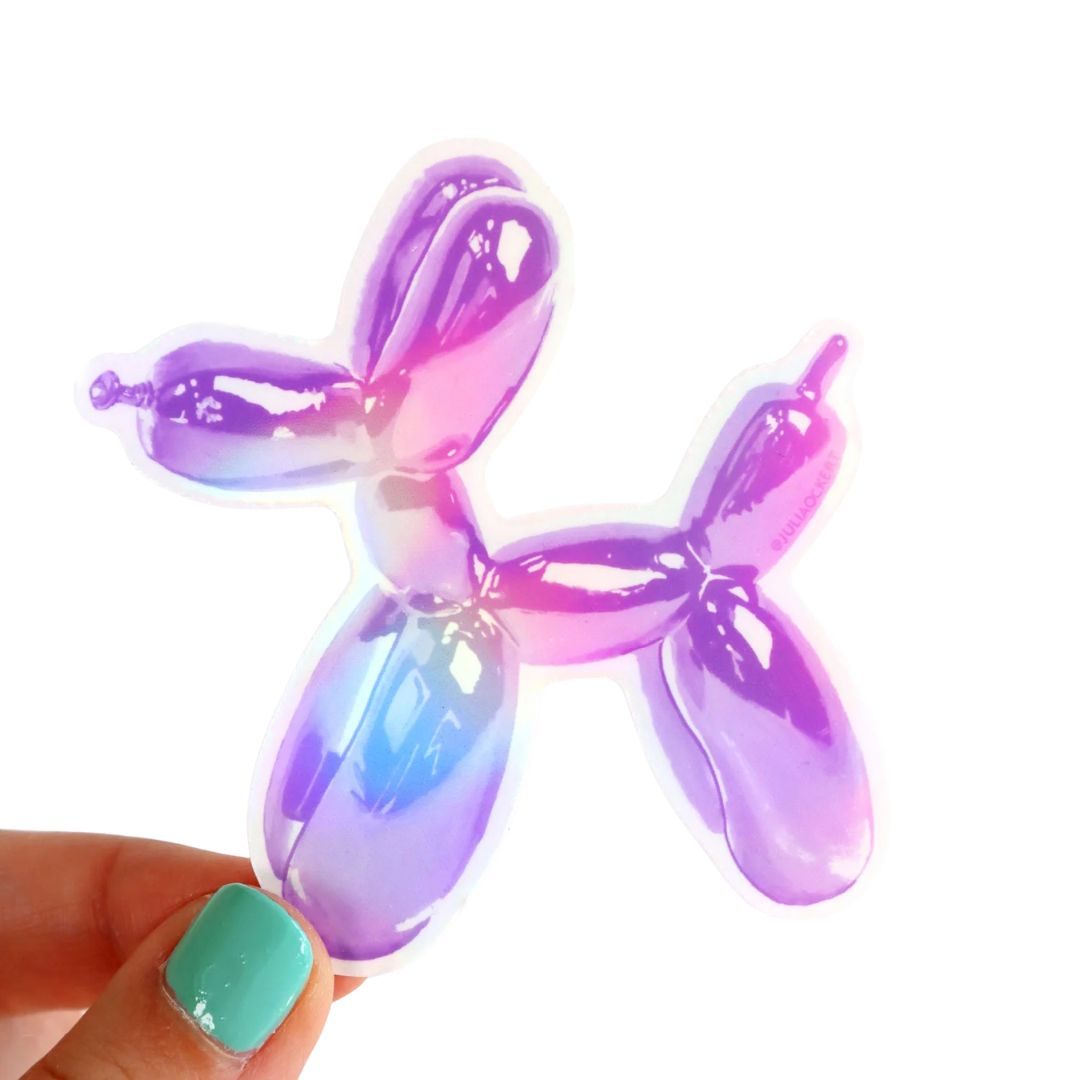 Purple Balloon Dog Holographic Vinyl Sticker
