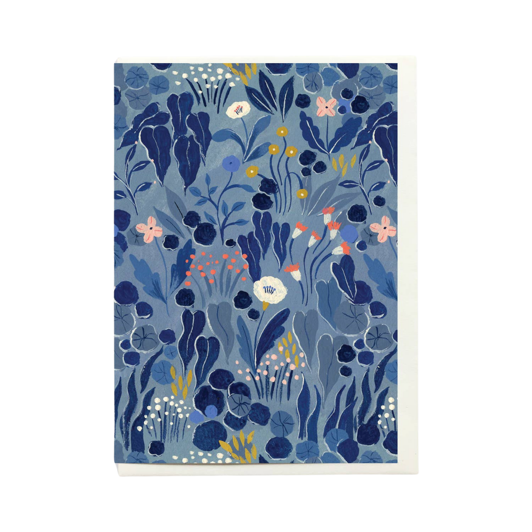 Blue Grey Floral card