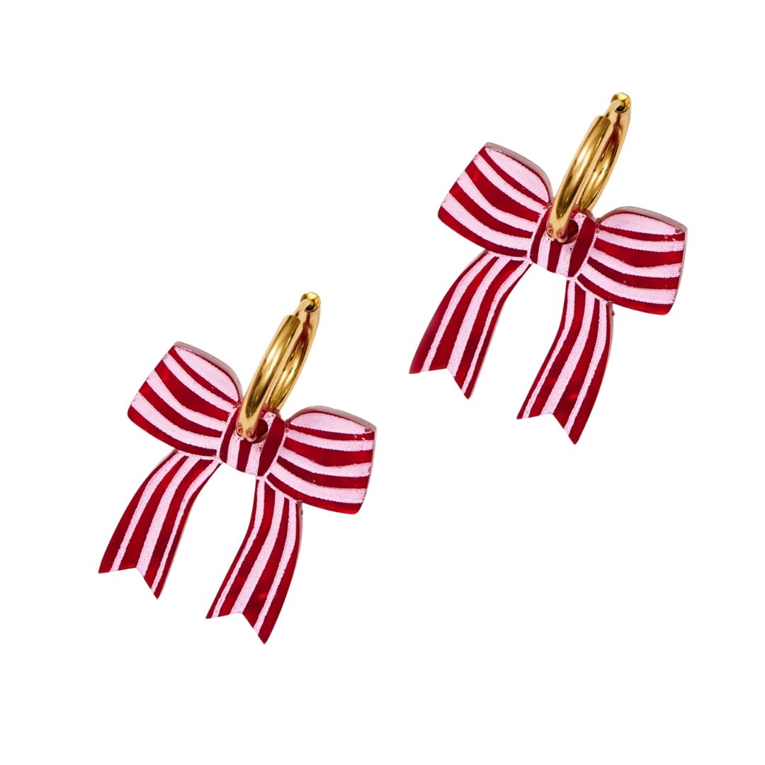 Bow Earrings - Red