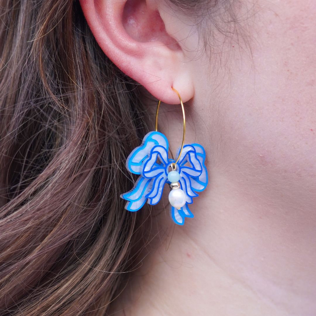 Bow Hoops ~ Cornflower