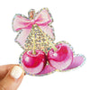 Bow & Cherries  Glitter Sticker