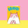 A cute cat saying bravo!