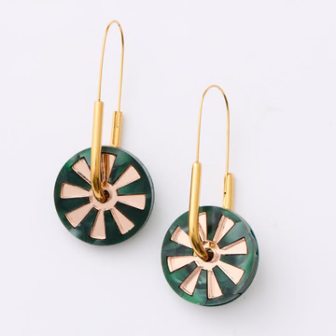 Calypso Earrings - Green/Rose