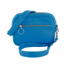 We’ve made this popular style slightly bigger to add flexibility to this every day shape and we just LOVE this fun bright blue!  Crossbody bag with vegetable tanned leather piping, strap and body. Double top zip sections for easy organisation, cotton lined. Nancybird