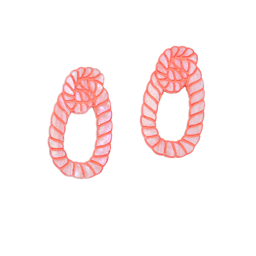 Coastal rope Earrings-Pink_Neonby Martha Jean