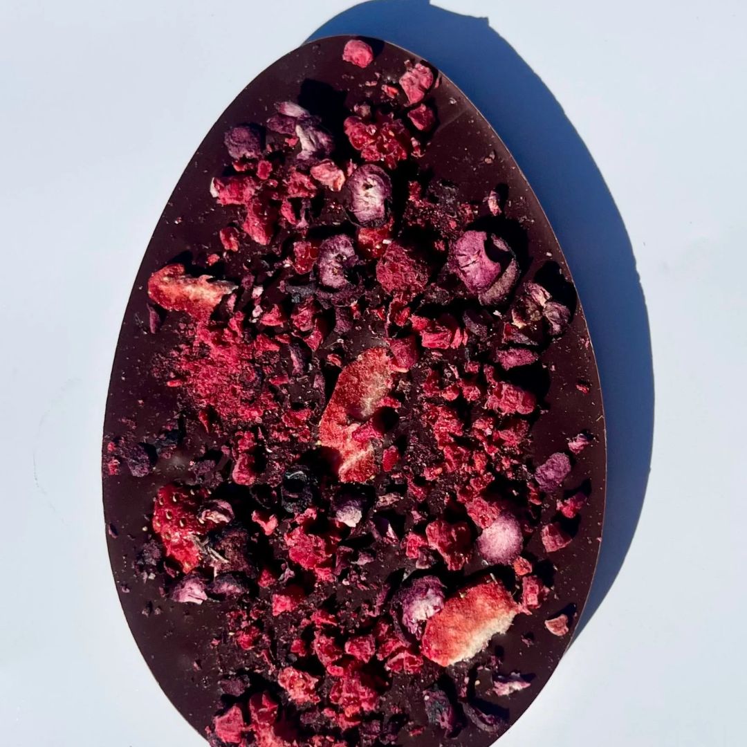 Dark Chocolate Easter Egg with Berries