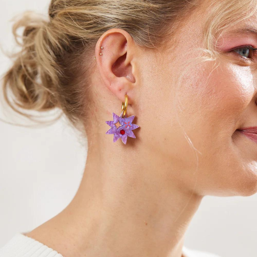 Day star earrings in Lilac by  Matha Jean