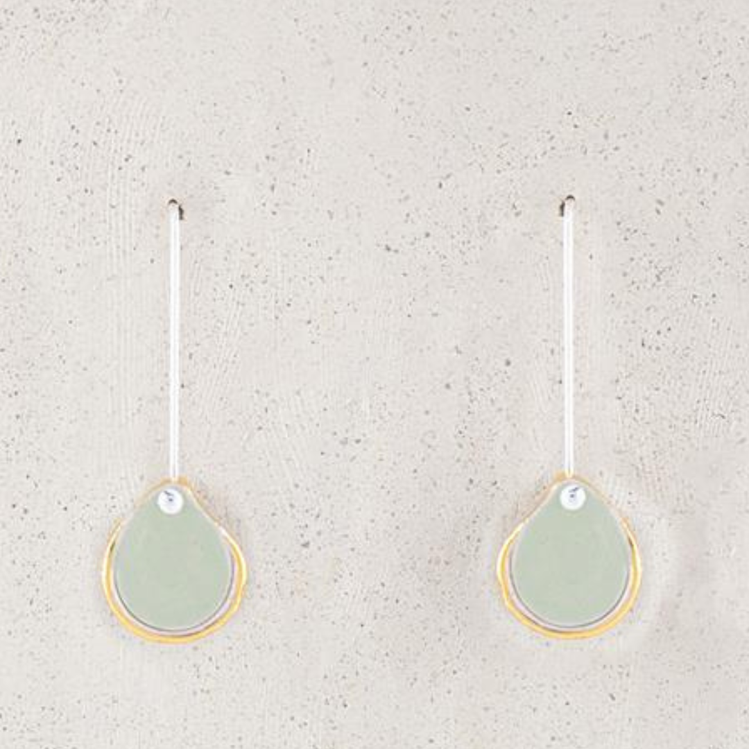 Hand made ceramic droplet earrings by Erin Lightfoot