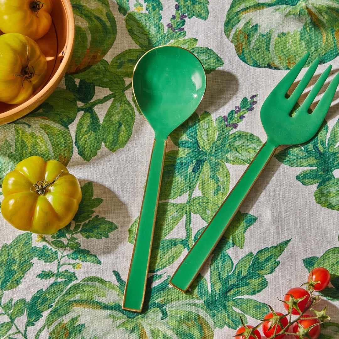 Enamel Emerald Salad Servers