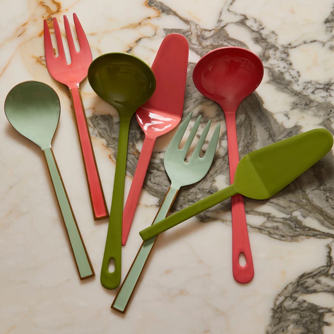 Enamel Sage Cake Server