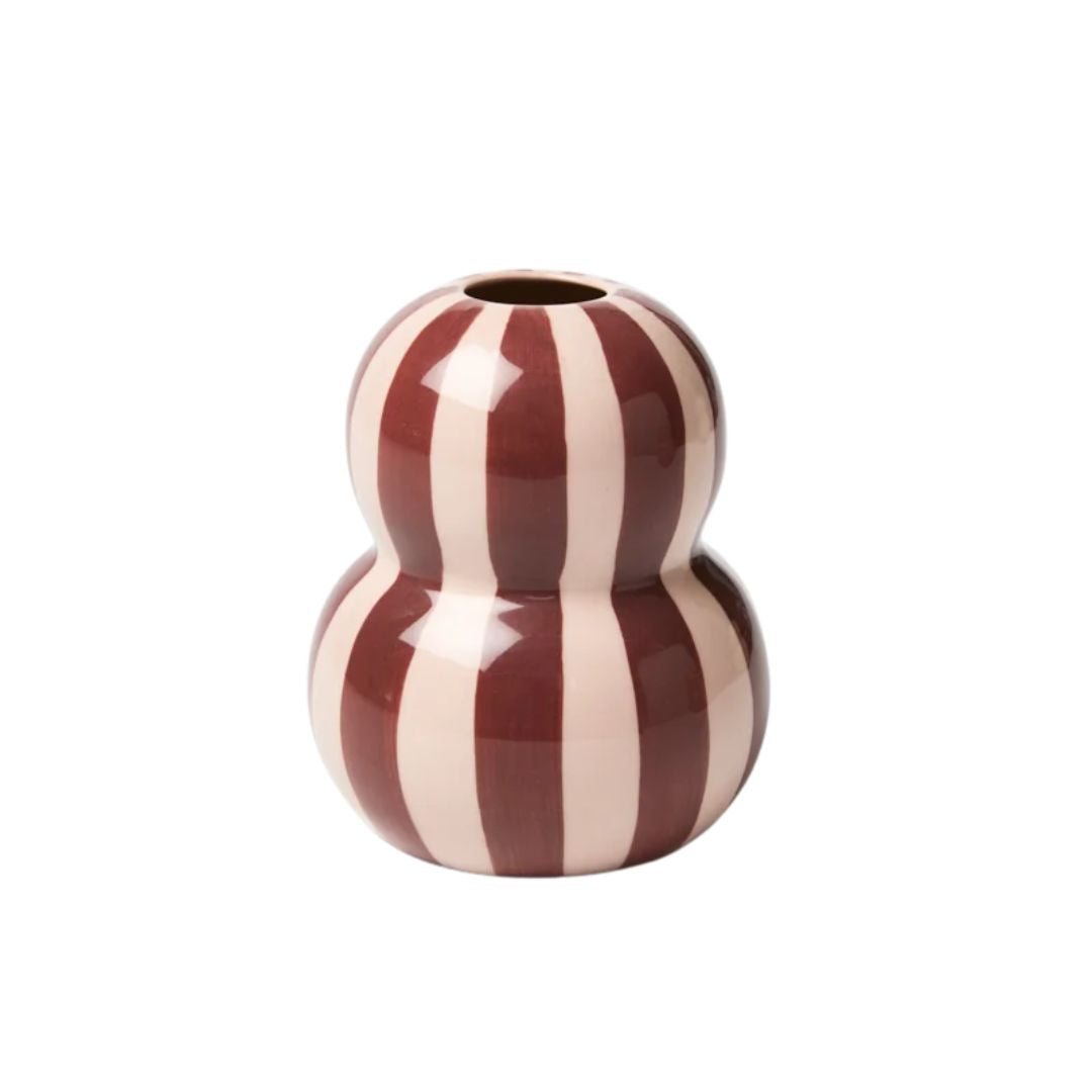 Fonda Burgandy Pink Stripe Vase