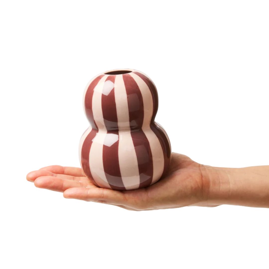 Fonda Burgandy Pink Stripe Vase