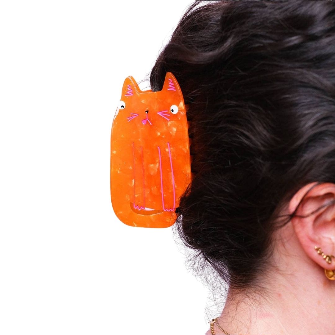 Fat Orange Cat Hair Claw Clip