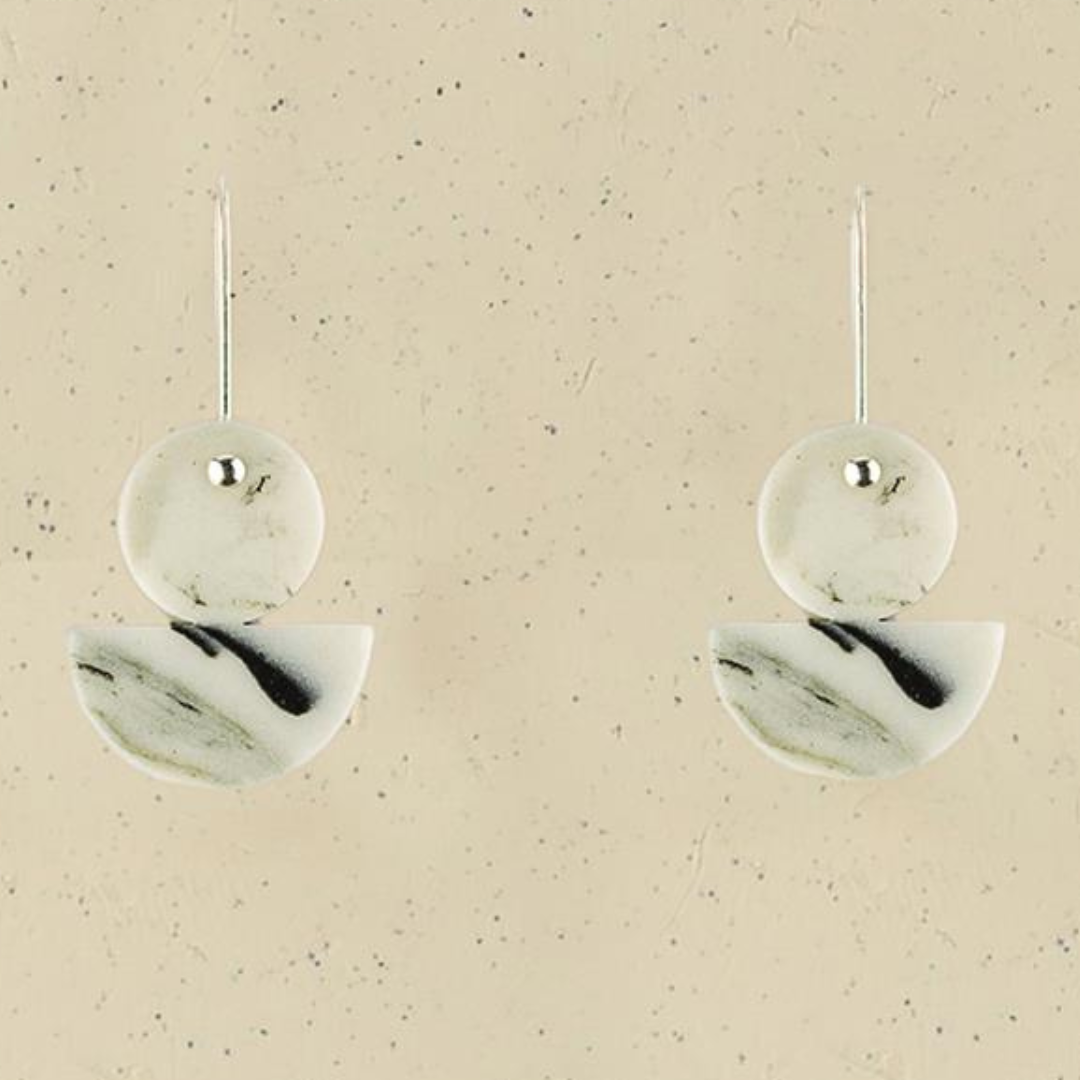 Float Porcelain Earring  - Marble