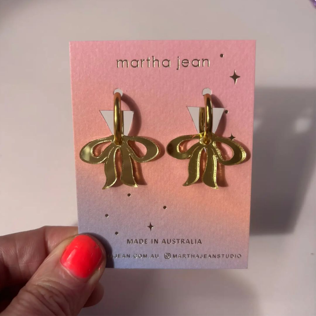 Floppy Bow Earrings - gold