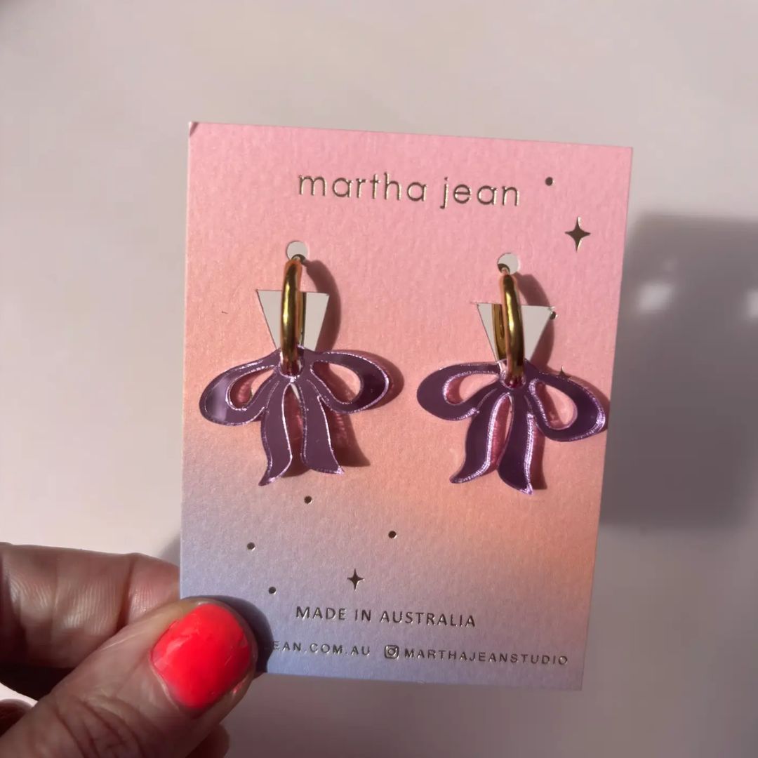 Floppy Bow Earrings - violet