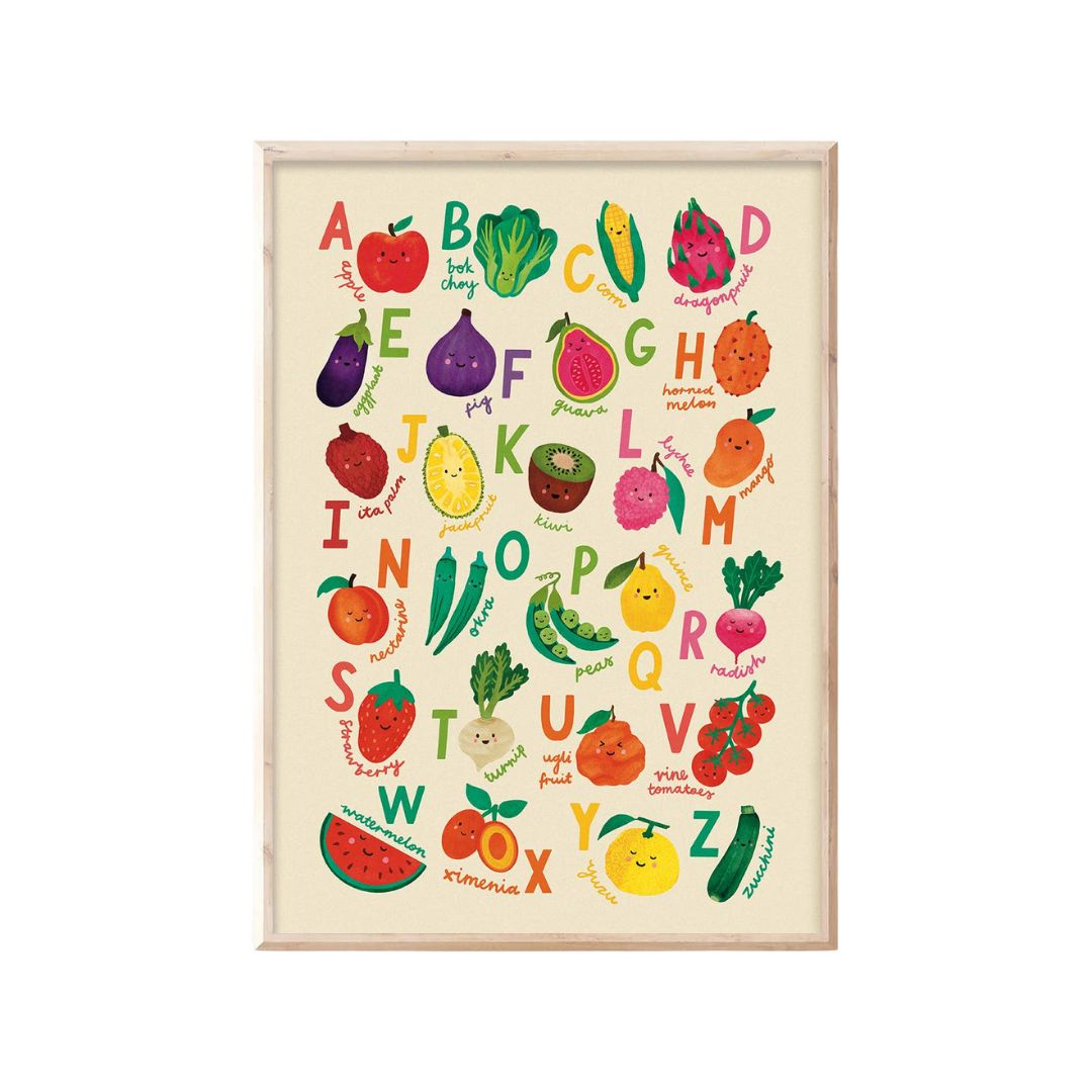 Fruit + Veg A-Z Alphabet Print: A3