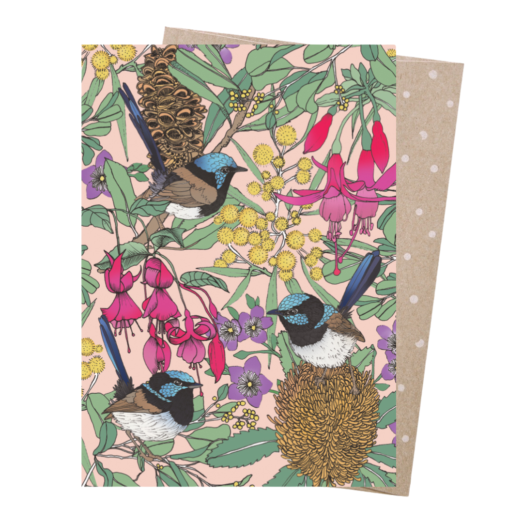 Fuchsias & Fairy Wrens greeting cards - Fuchsias & Fairy Wrens