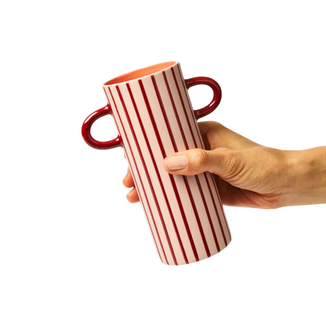 Griffe Bud Vase Pink Pinstripe