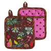 The coolest combination of prints does exist! Pink and brown polda dots, stunning botanicals and a leopard trim