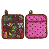 The coolest combination of prints does exist! Pink and brown polda dots, stunning botanicals and a leopard trim