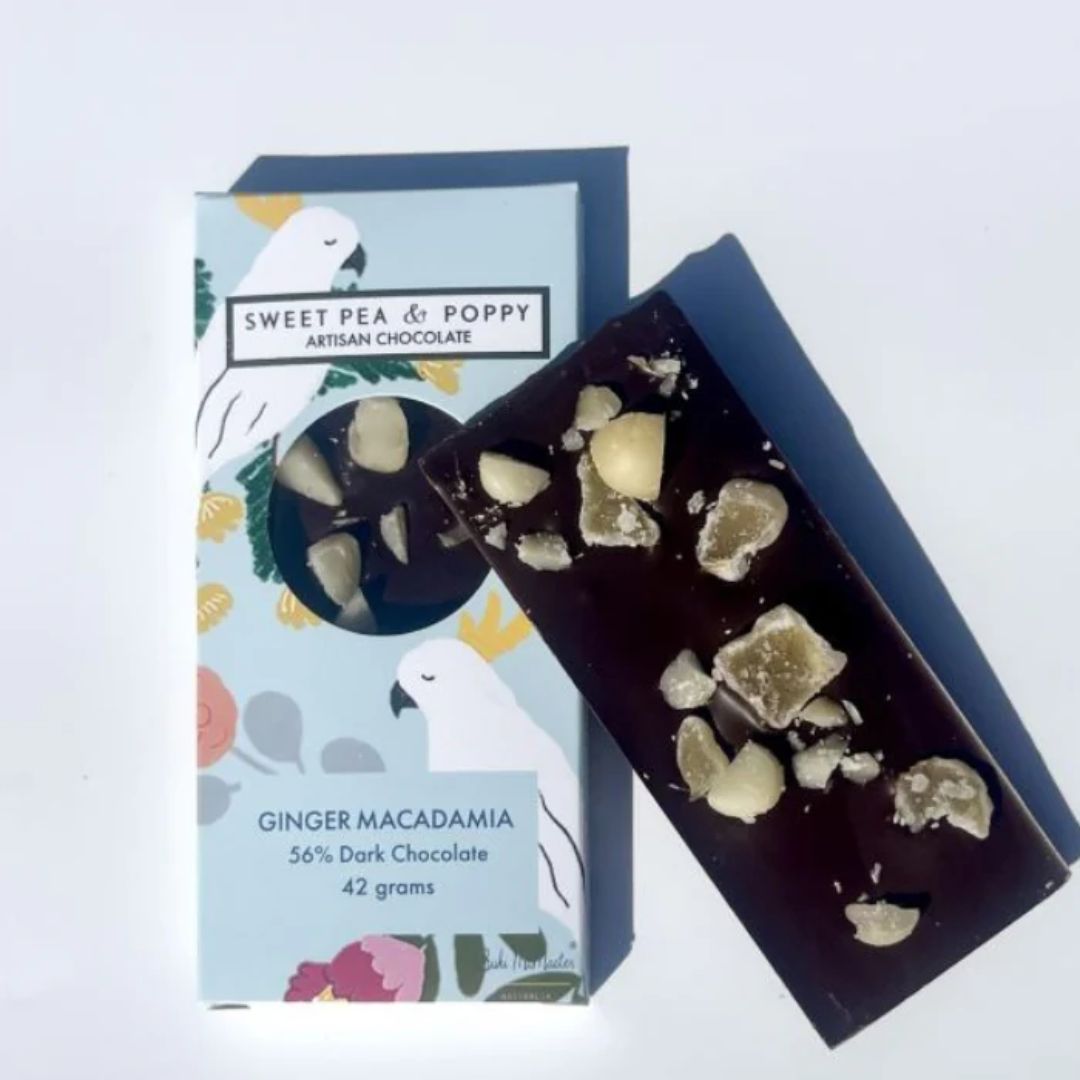 Ginger Macadamia Dark Chocolate Bar