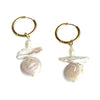 Gold Pearl Huggie Hoops