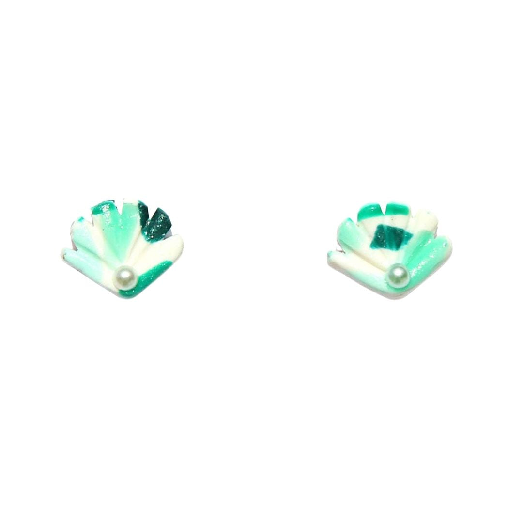 Green Terrazzo Shell Studs