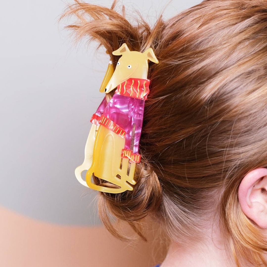 Greyhound in a jumper Hair Claw Clip