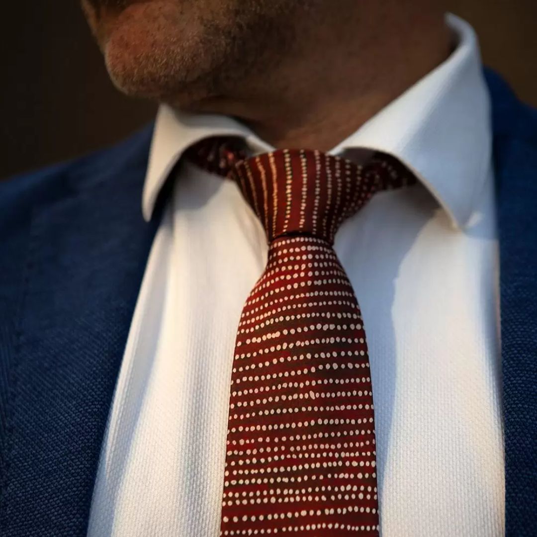 Silk Tie  - Hail at Kaakurutintjinya Tie by Willy Tjungurrayi